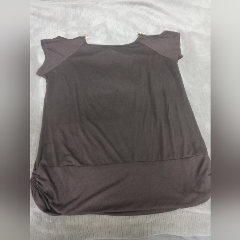 California Girlz Chocolate Brown Cold Shoulder/Size 2XLg - Picture 7 of 8